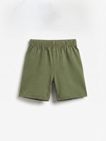 Boys Round Neck T Shirt with Shorts Set - Sunburst Mustard Yellow / Olive Khaki