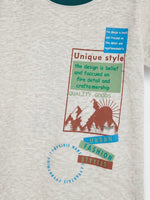Boys Round Neck T Shirt with 3/4th Bottom Set - Heather Light Grey / Deep Pine Teal