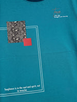 Boys Round Neck T Shirt with 3/4th Bottom Set - Teal Blue / Midnight Navy