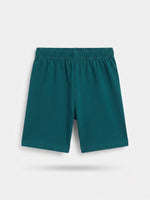 Boys Sleeveless Contrast Rib T Shirt with Shorts Set - Sunny Mustard Yellow / Deep Pine Teal